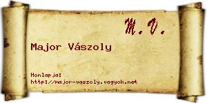 Major Vászoly névjegykártya